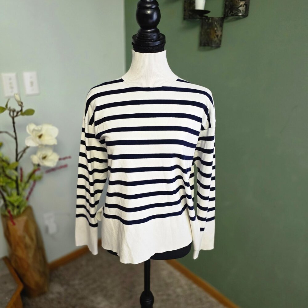Babaton Aritzia Tradition Striped Knit Sweater Mock Neck Oversized XS